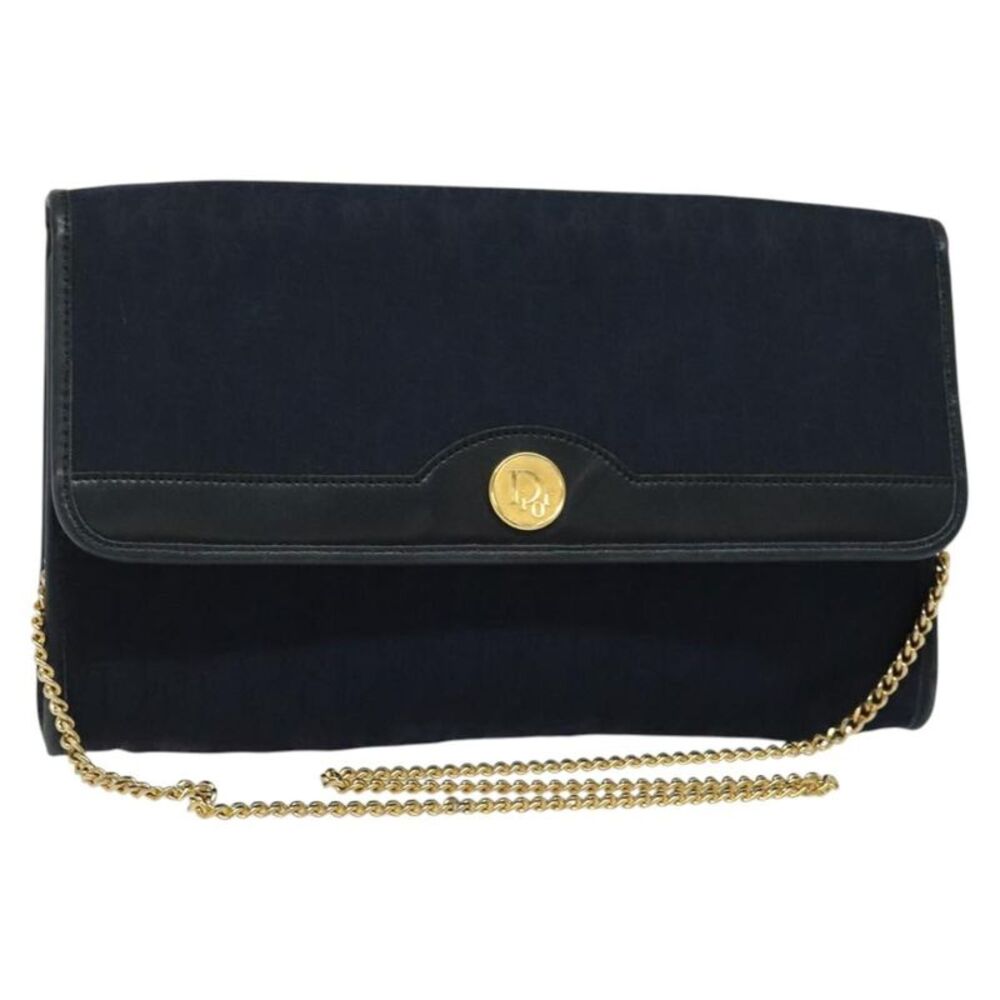 Christian Dior Vintage Chain Flap Diorissimo Canvas Navy Canvas Shoulder Bag Bag